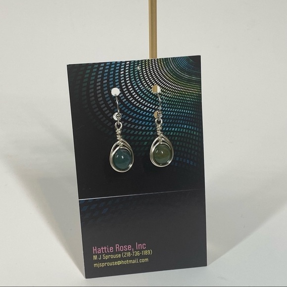 Handmade Fire Crackle Agate Dangling Earrings - Picture 3 of 3